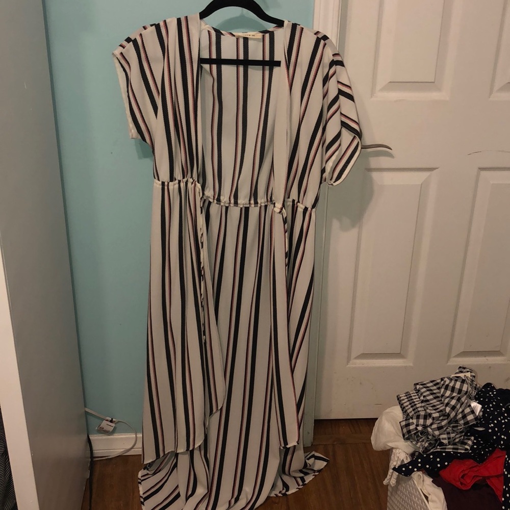 Long striped asymmetrical top